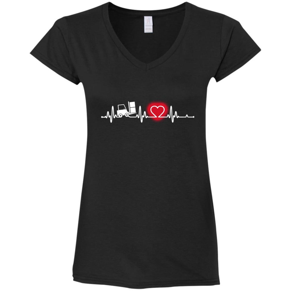 Heart Beat Red Forklift Driver Tshirt for Lover