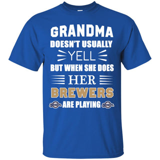 Cool Grandma Doesn't Usually Yell She Does Her Milwaukee Brewers T Shirts