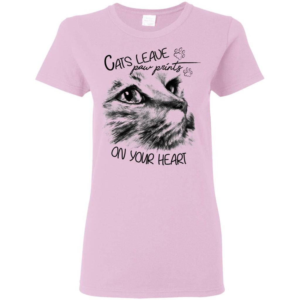 Cats Leave Paw Prints On Your Heart Cat TShirt