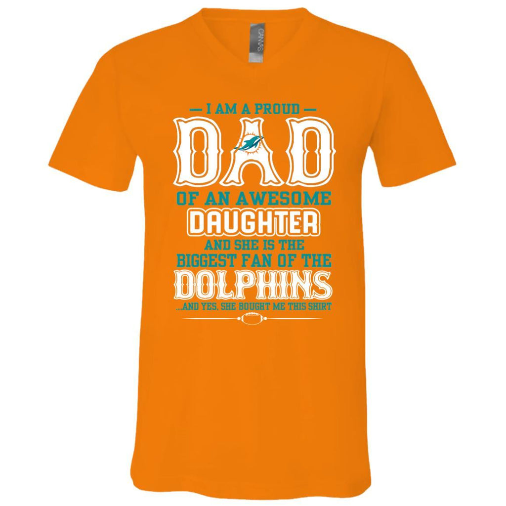 Proud Of Dad with Daughter Miami Dolphins Tshirt For Fan