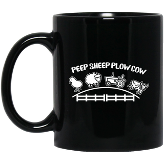 Peep Sheep Plow Cow Funny Village In White Hometown Mugs