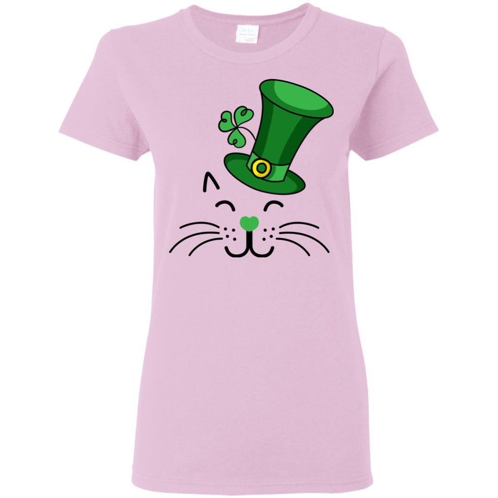 Funny Cat Tee Shirt White Lucky For St. Patrick's Day Gift