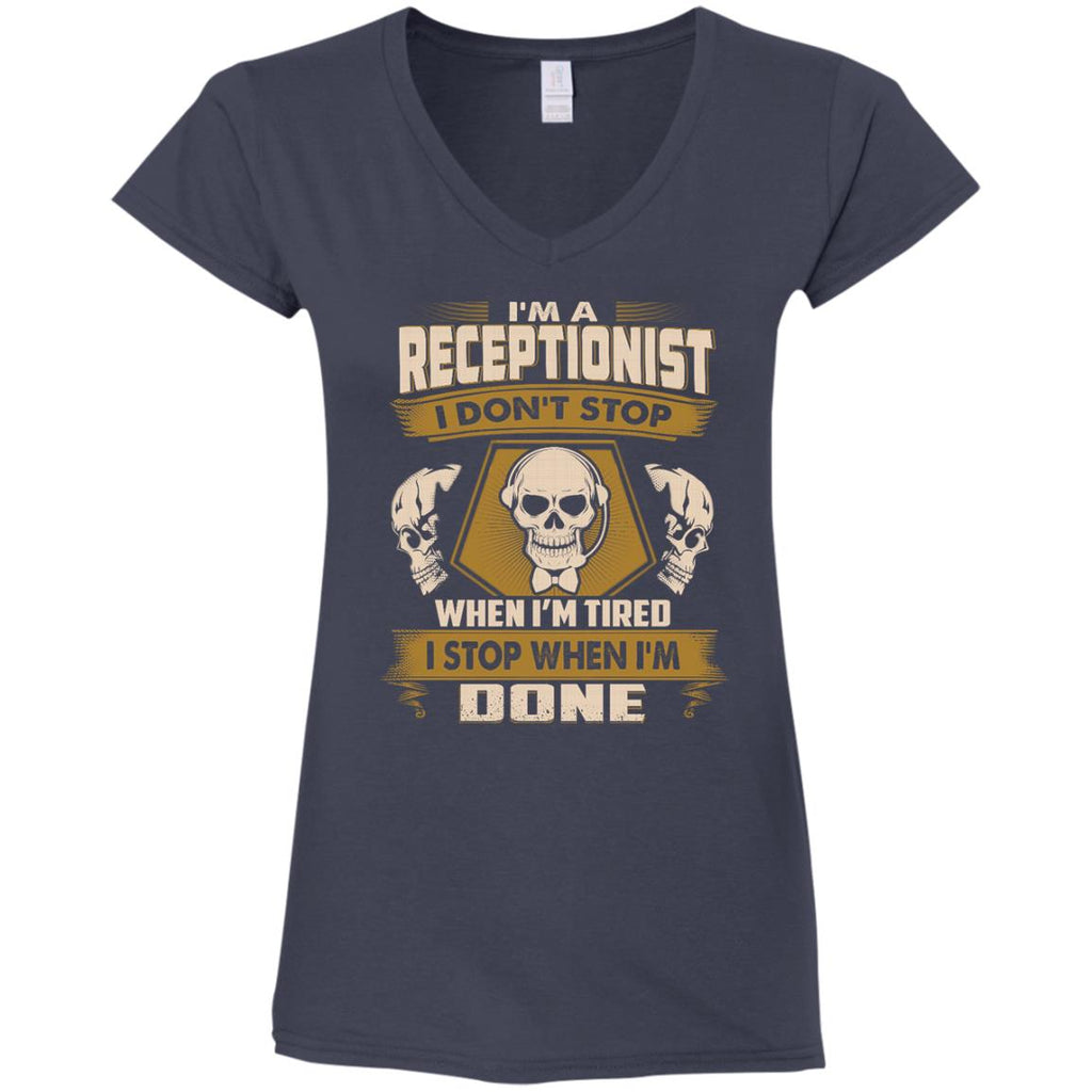 Black Receptionist Tee Shirt I Don't Stop When I'm Tired Gift Tee