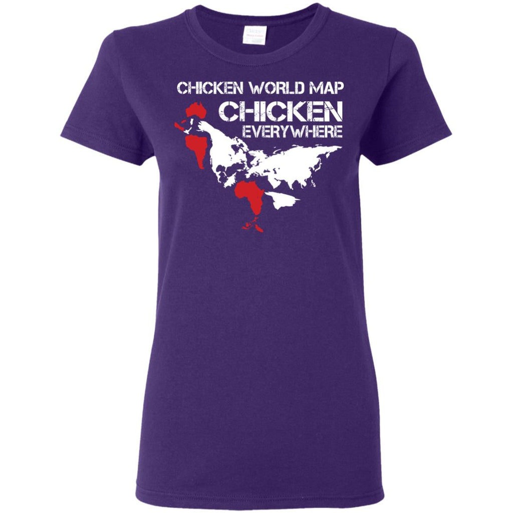 Funny Chicken Tee Shirt - Chicken Map is cool gift for friends farmer lovers