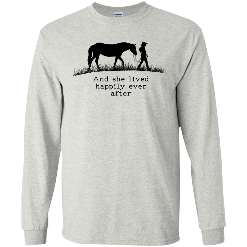 Horse And She Lived Happily Ever After Horse White Tee Shirt For Equestrian Girl