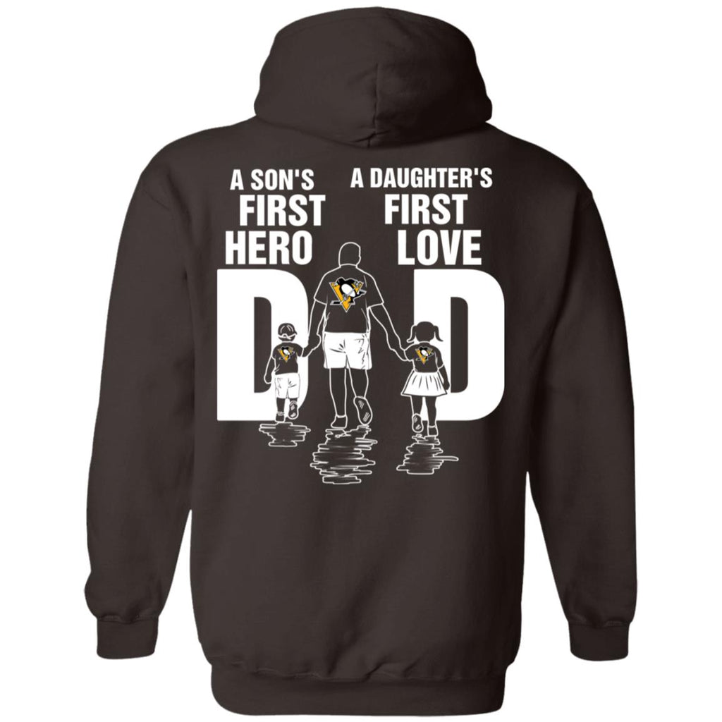 Son Is First Hero Daughter Is First Love Pittsburgh Penguins Dad Tshirt