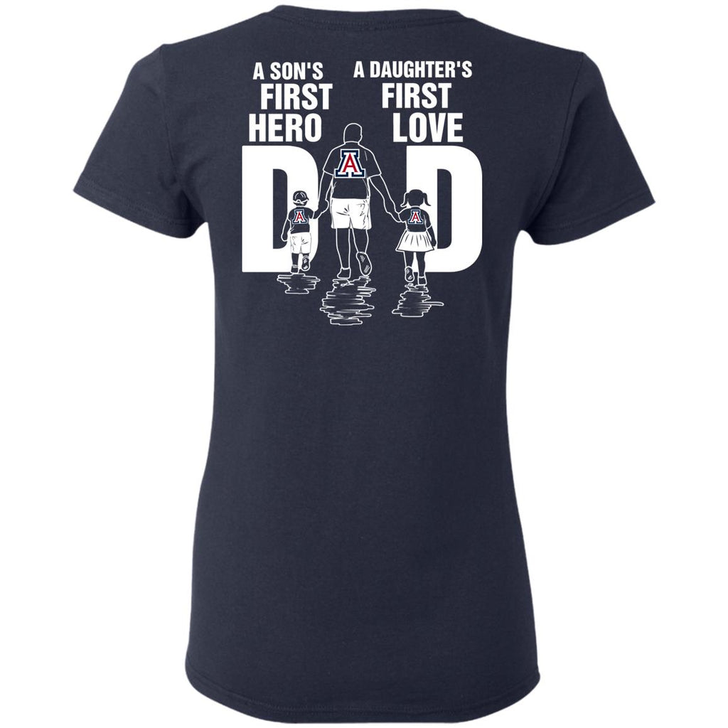 Son Is First Hero And Daughter Is First Love Arizona Wildcats Dad Tshirt