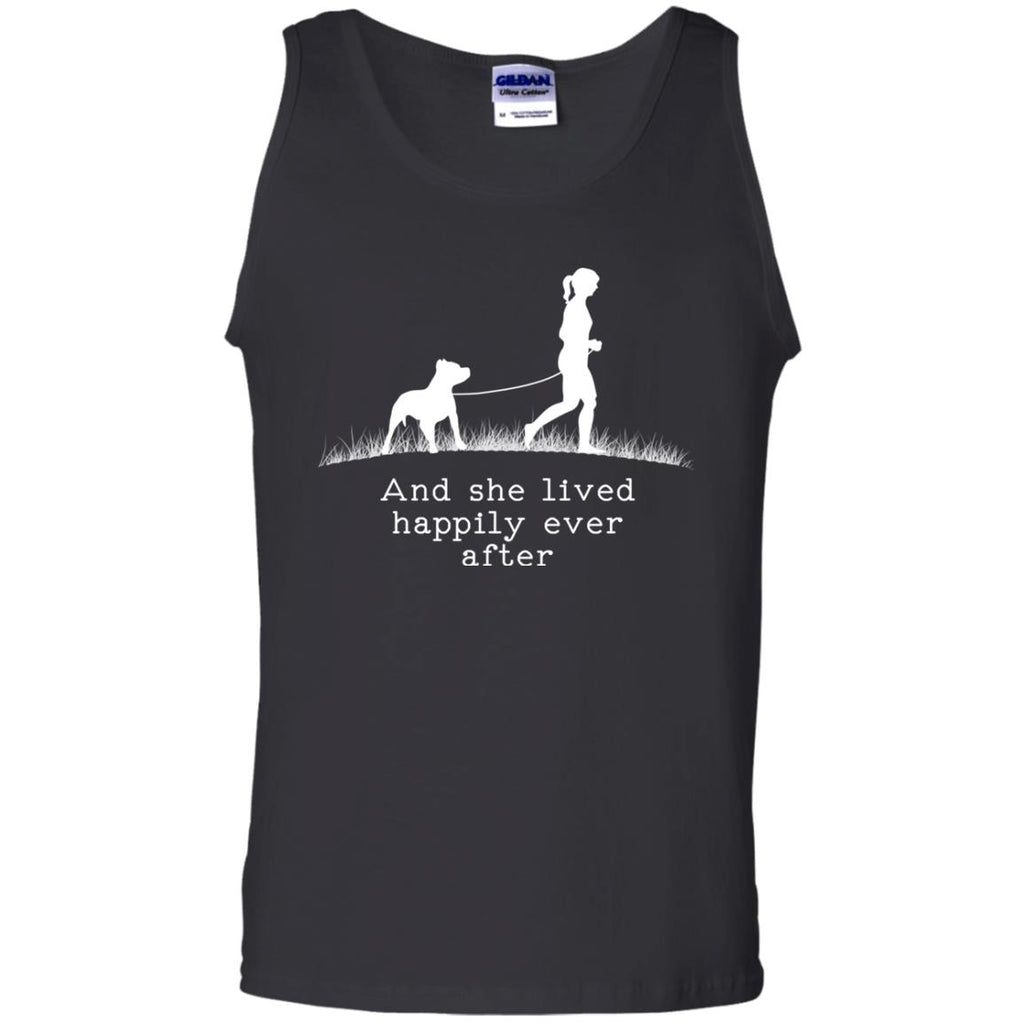 Pitbull And She Lived Happily Dog Tshirt for pittie dog lover