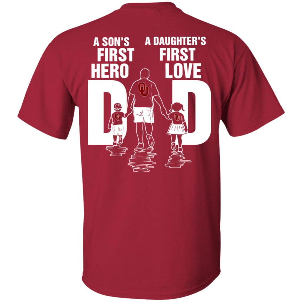 Son Is First Hero Daughter Is First Love Oklahoma Sooners Dad Tshirt