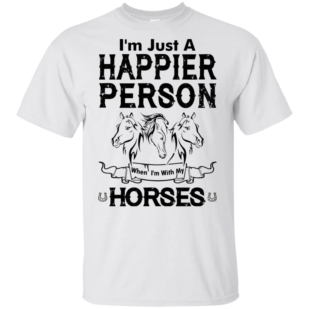When I Am With My Horse White Tshirt For Equestrian Gift