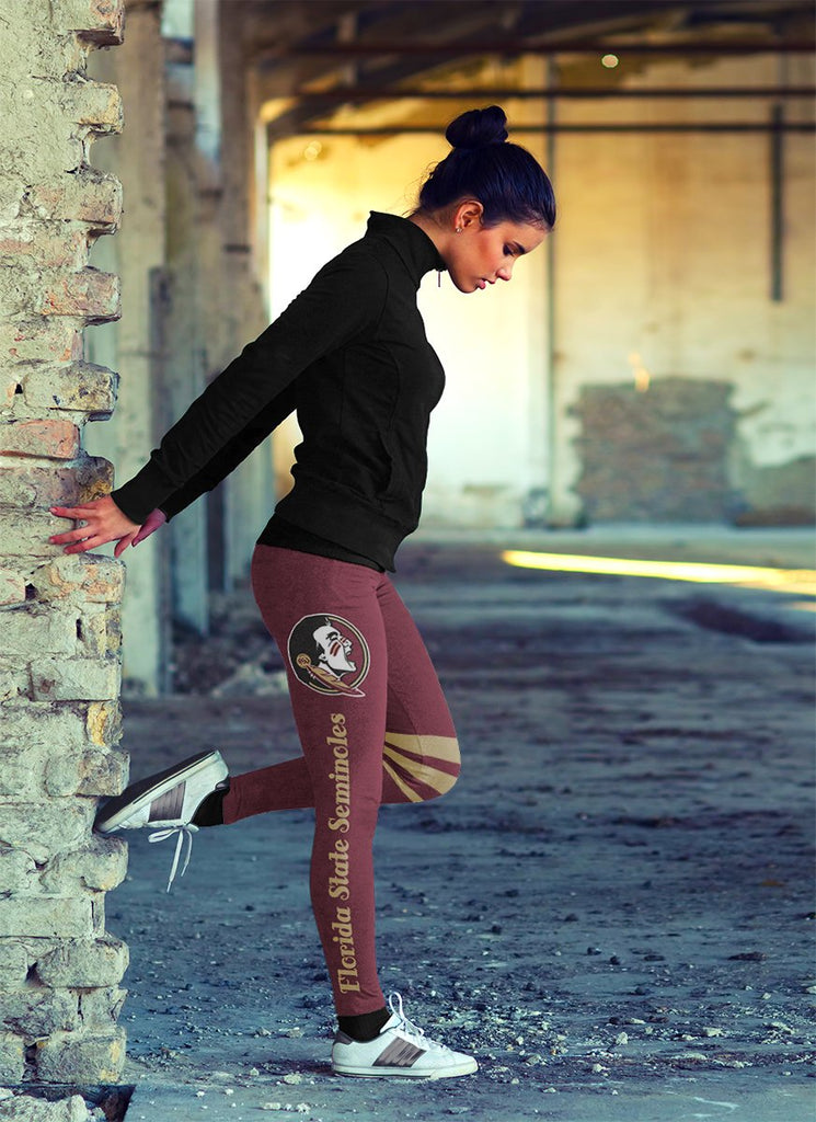 Through Logo Spread Body Striped Circle Florida State Seminoles Leggings