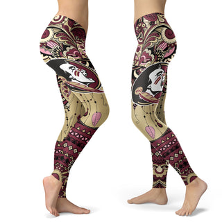 Boho Florida State Seminoles Leggings With Fantastic Art