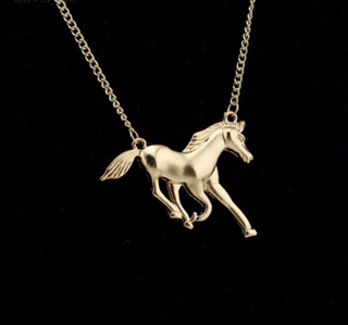 Gold Silver Alloy Tone Running Horse Short Necklaces