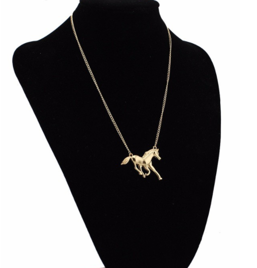 Gold Silver Alloy Tone Running Horse Short Necklaces