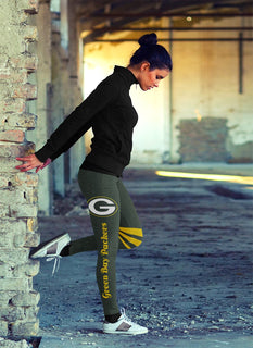 Through Logo Spread Body Striped Circle Green Bay Packers Leggings