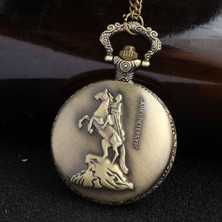 Cool Hero Ride Horse Bronze Quartz Pocket Watch Necklaces