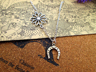 Filigree Flowers 2 Sided Horseshoe Necklaces