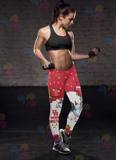 Funny Merry Christmas Houston Cougars Leggings