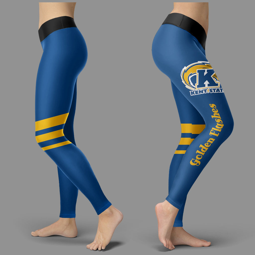Through Logo Spread Body Striped Circle Kent State Golden Flashes Leggings
