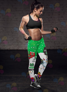 Funny Merry Christmas Marshall Thundering Herd Leggings