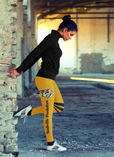 Through Logo Spread Body Striped Circle Nashville Predators Leggings