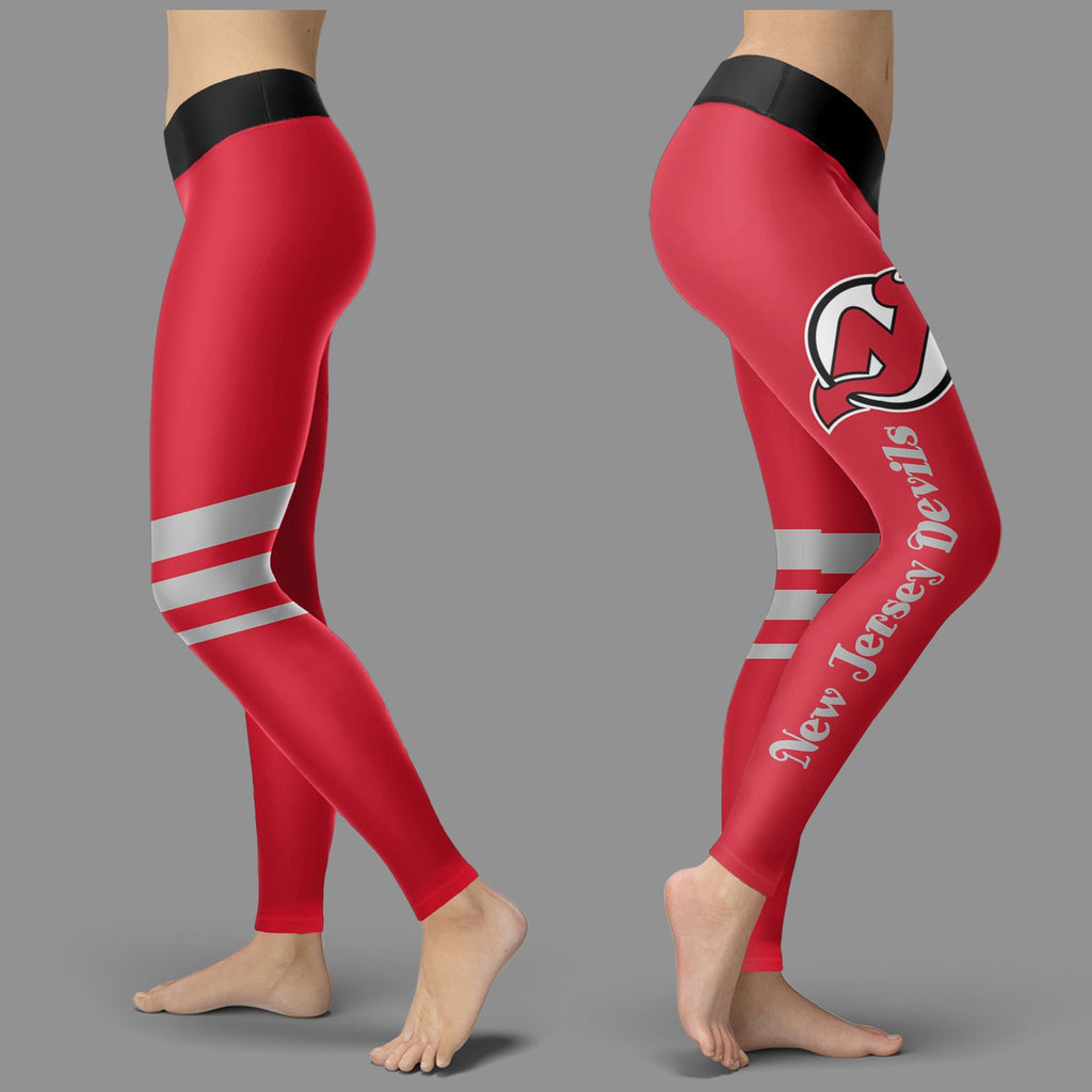 Through Logo Spread Body Striped Circle New Jersey Devils Leggings