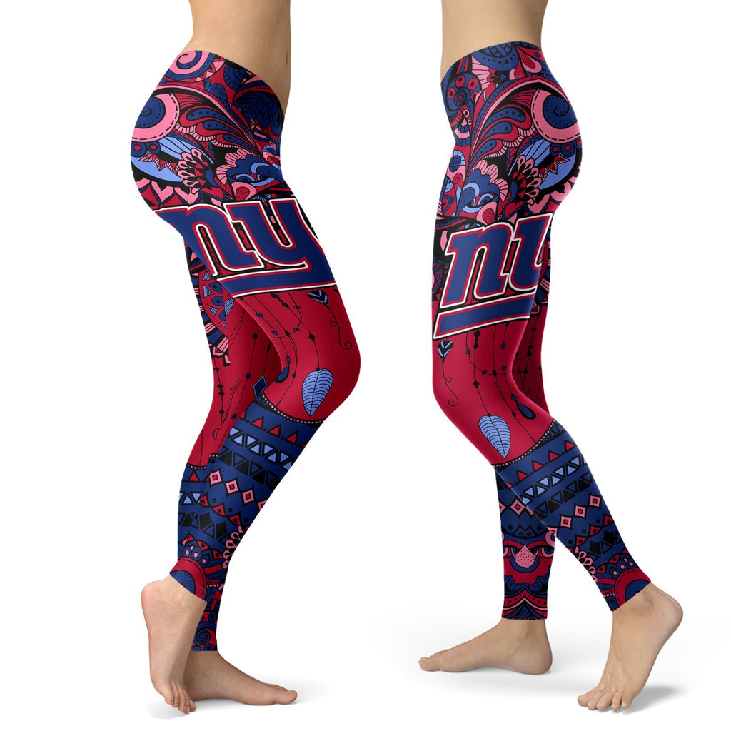 Boho New York Giants Leggings With Fantastic Art