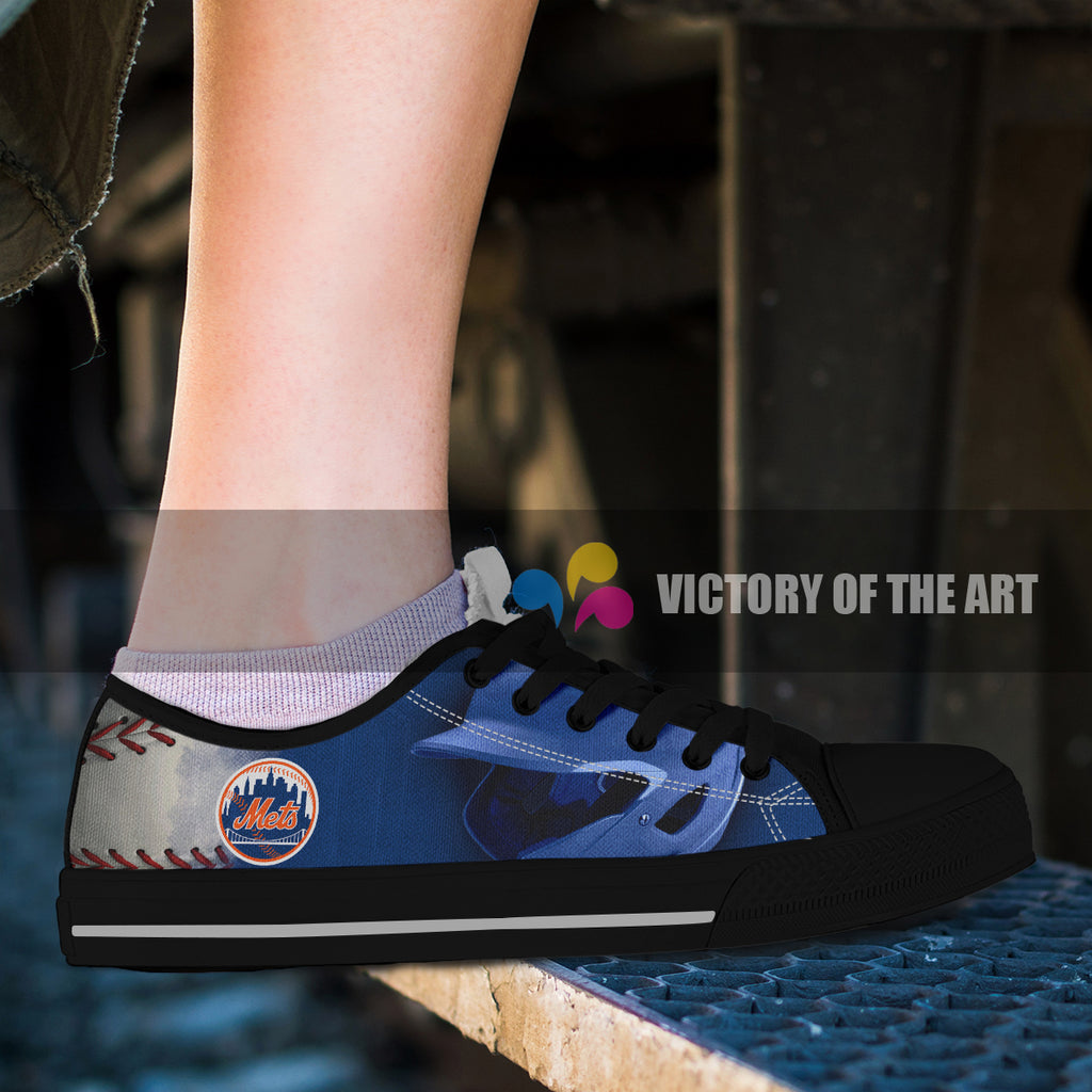 Artistic Scratch Of New York Mets Low Top Shoes