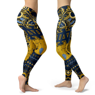 Boho Notre Dame Fighting Irish Leggings With Fantastic Art