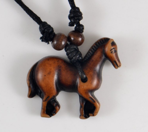 Vintage Little Horse Brown Resin Carving Necklaces