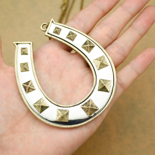 Vintage Western Big Horse Shoe Studs Rodeo Line Dance Necklaces