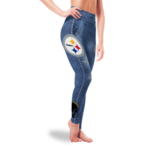 Amazing Blue Jeans Pittsburgh Steelers Leggings