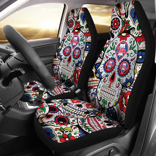 Colorful Skull Philadelphia Phillies Car Seat Covers