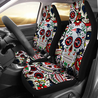 Colorful Skull New England Patriots Car Seat Covers