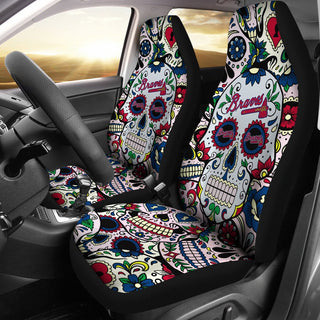 Colorful Skull Atlanta Braves Car Seat Covers
