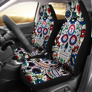 Colorful Skull Texas Rangers Car Seat Covers