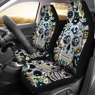 Colorful Skull Los Angeles Rams Car Seat Covers