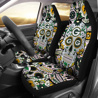 Colorful Skull Green Bay Packers Car Seat Covers