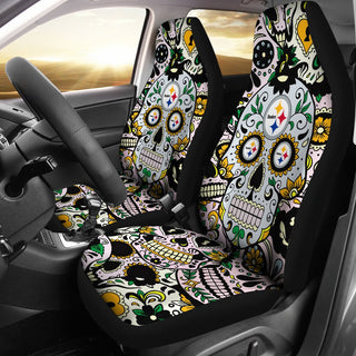 Colorful Skull Pittsburgh Steelers Car Seat Covers