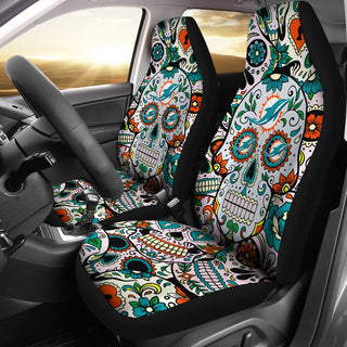 Colorful Skull Miami Dolphins Car Seat Covers