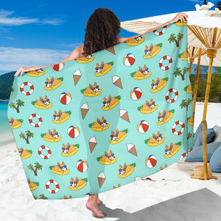 Pineapple Pool Float Beach Pattern Corgi Sarongs