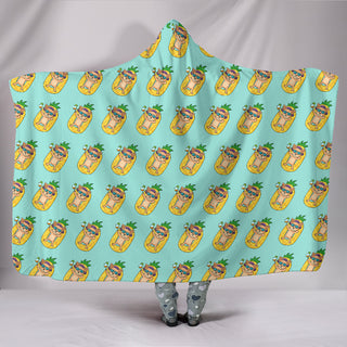 Pineapple Pool Float Beach Pattern Chihuahua Hooded Blankets