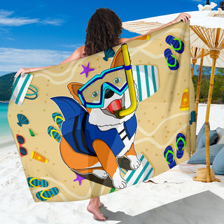 Sun - Wind - Beach And Corming Pattern Corgi Sarongs