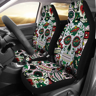 Colorful Skull Minnesota Wild Car Seat Covers