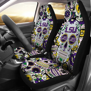 Colorful Skull LSU Tigers Car Seat Covers