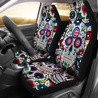 Colorful Skull Chicago Cubs Car Seat Covers