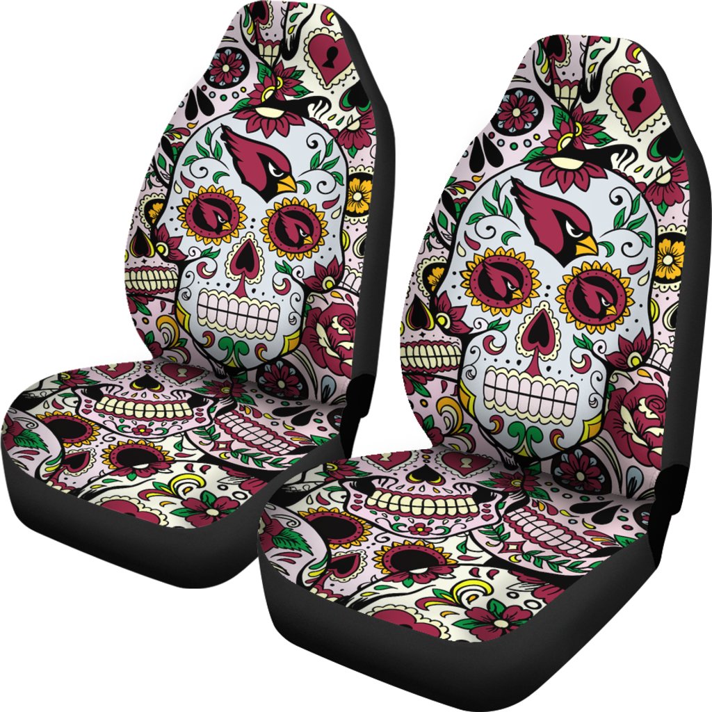 Colorful Skull Arizona Cardinals Car Seat Covers
