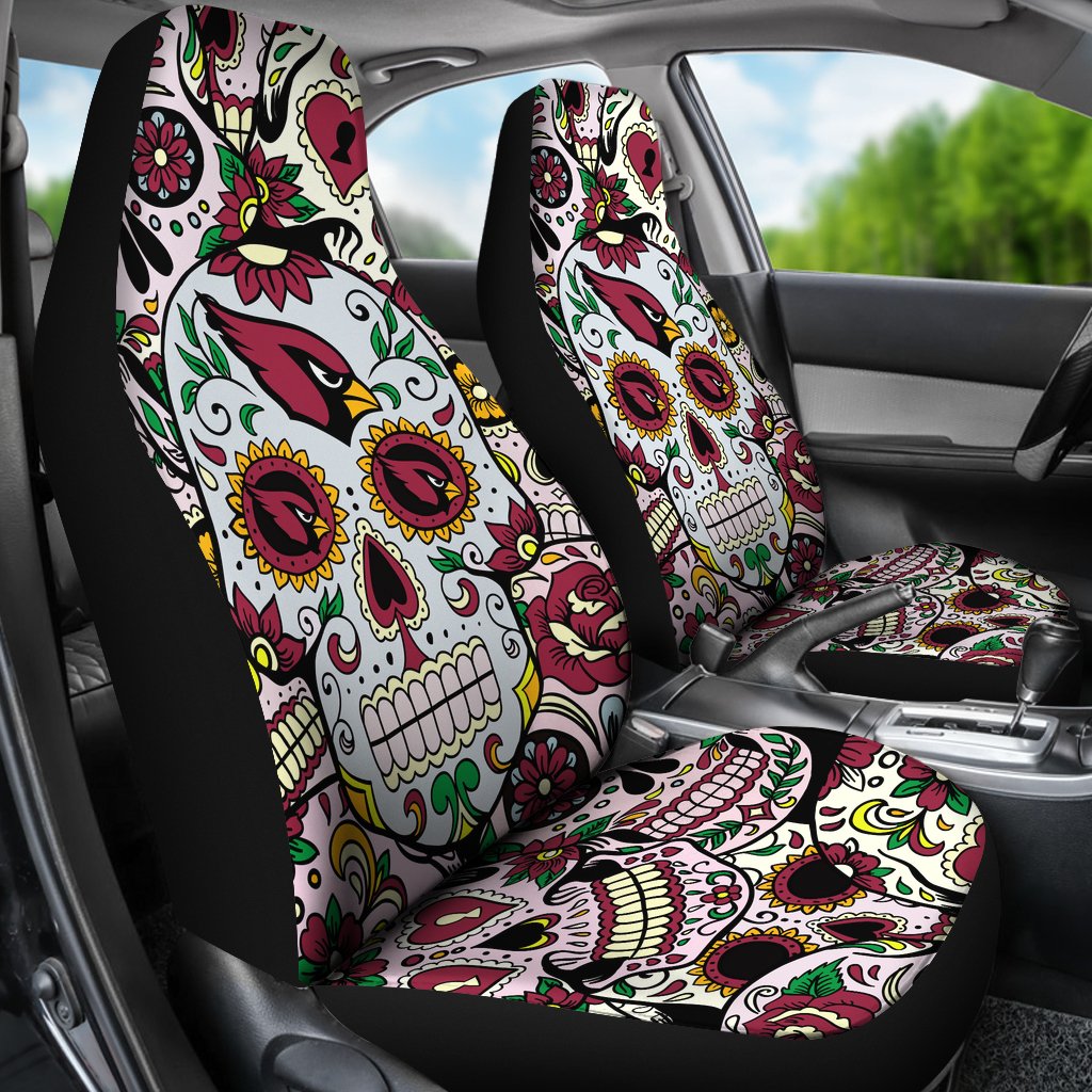 Colorful Skull Arizona Cardinals Car Seat Covers