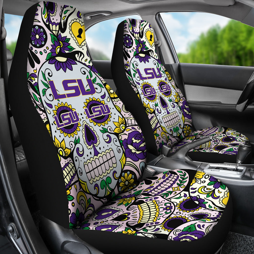 Processing Party Skull LSU Tigers Car Seat Covers