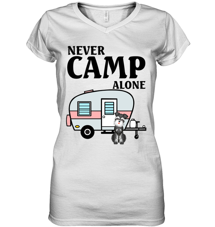 Never Camp Alone Schnauzer Camping T Shirts